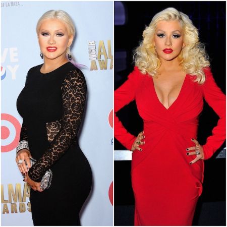 Before and After picture of Christina Aguilera.
